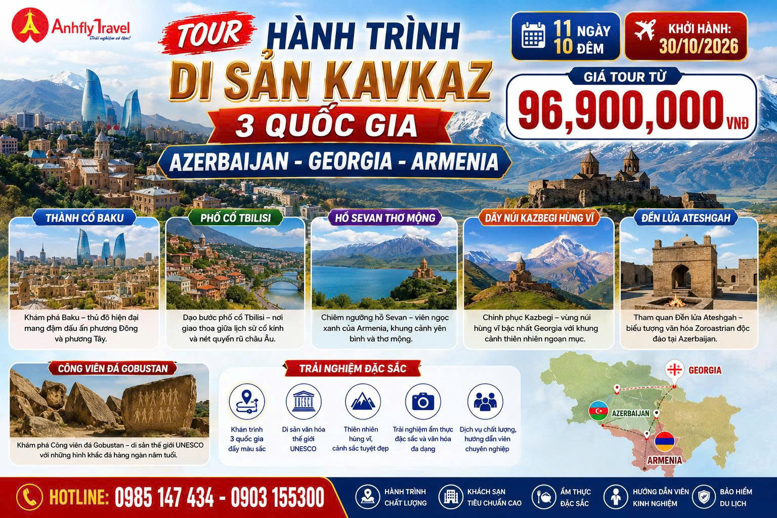HÀNH TRÌNH DI SẢN KAVKAZ KHÁM PHÁ 3 QUỐC GIA