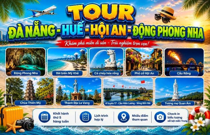 TOUR ĐÀ NẴNG - HUẾ - HỘI AN - ĐỘNG PHONG NHA
