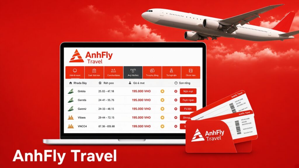 Giao diện đặt vé máy bay trên website AnhFly Travel.