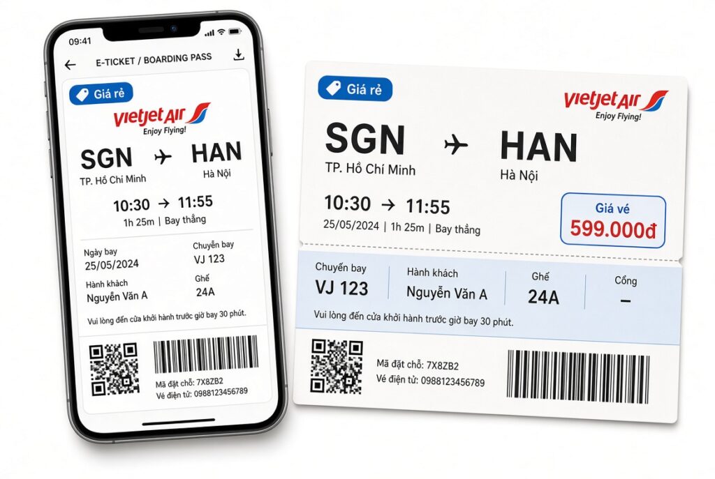 Hình ành vé máy bay đã được săn thành công