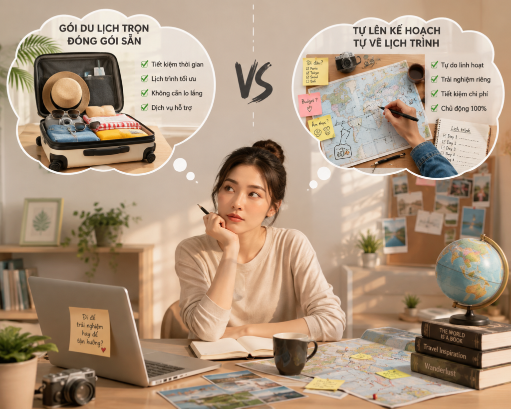 Tour trọn gói hay tour tự túc