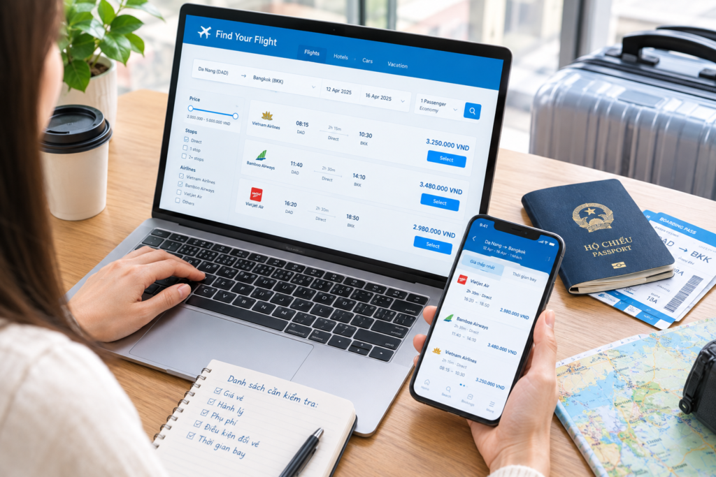 Kiểm tra giá vé và các khoản phụ phí trước khi đặt vé máy bay